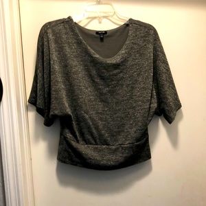 Short sleeve sliver and grey shimmer top